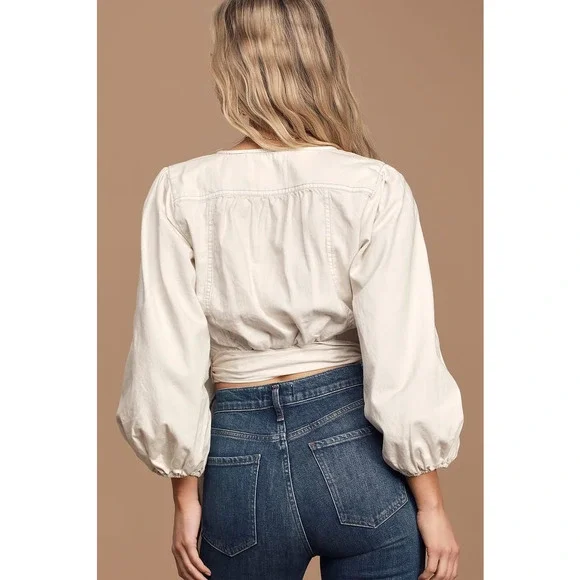 Free People Cream Wrap Blouse - Picture 5 of 14